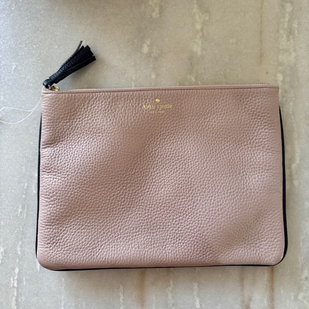 NWOT Kate Spade Pebbled Leather Zip Pouch in Blush Pink